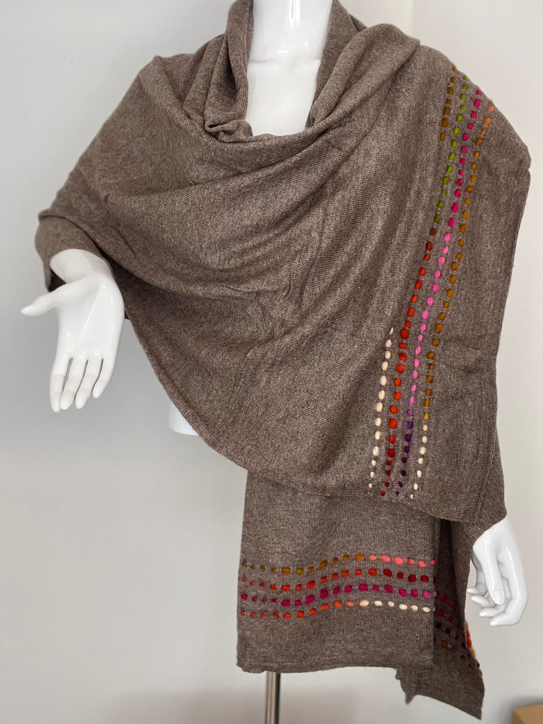 Cashmere knitted felt stitching wrap (Natural Brown) CW25