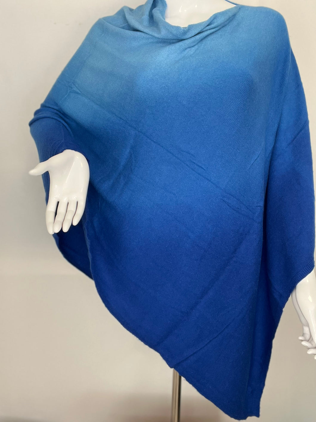 Cashmere Ombre Poncho (Royal Blue) COP05